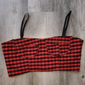 Gingham pattern zipper detail cami